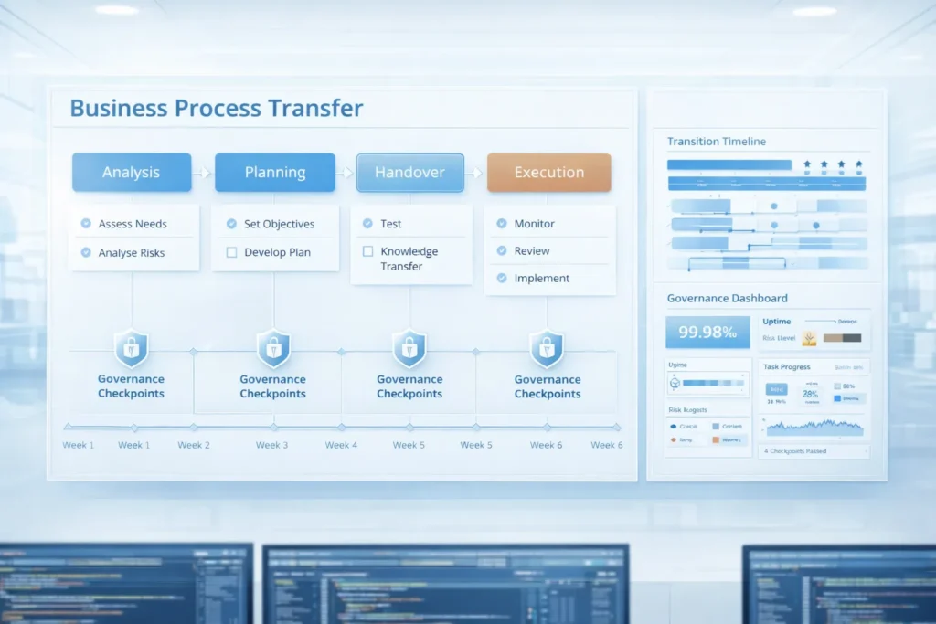 Bright business process transfer framework with workflows and governance