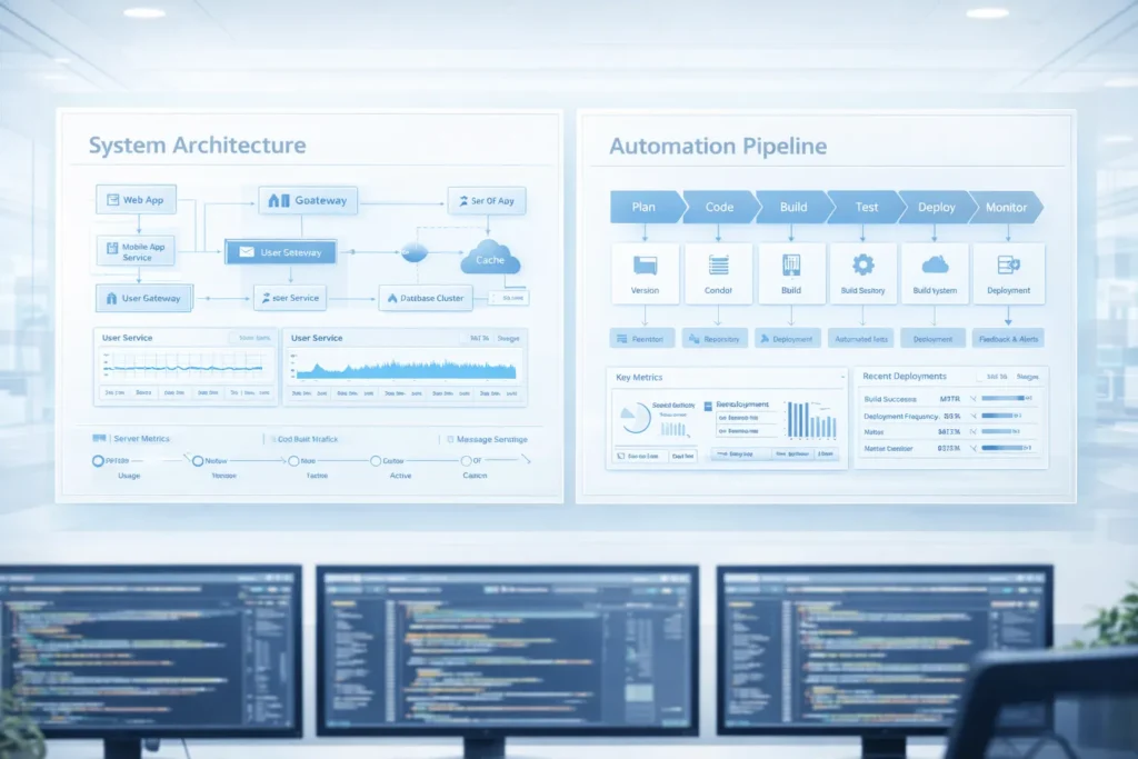 Bright digital engineering architecture with integrated systems and automation