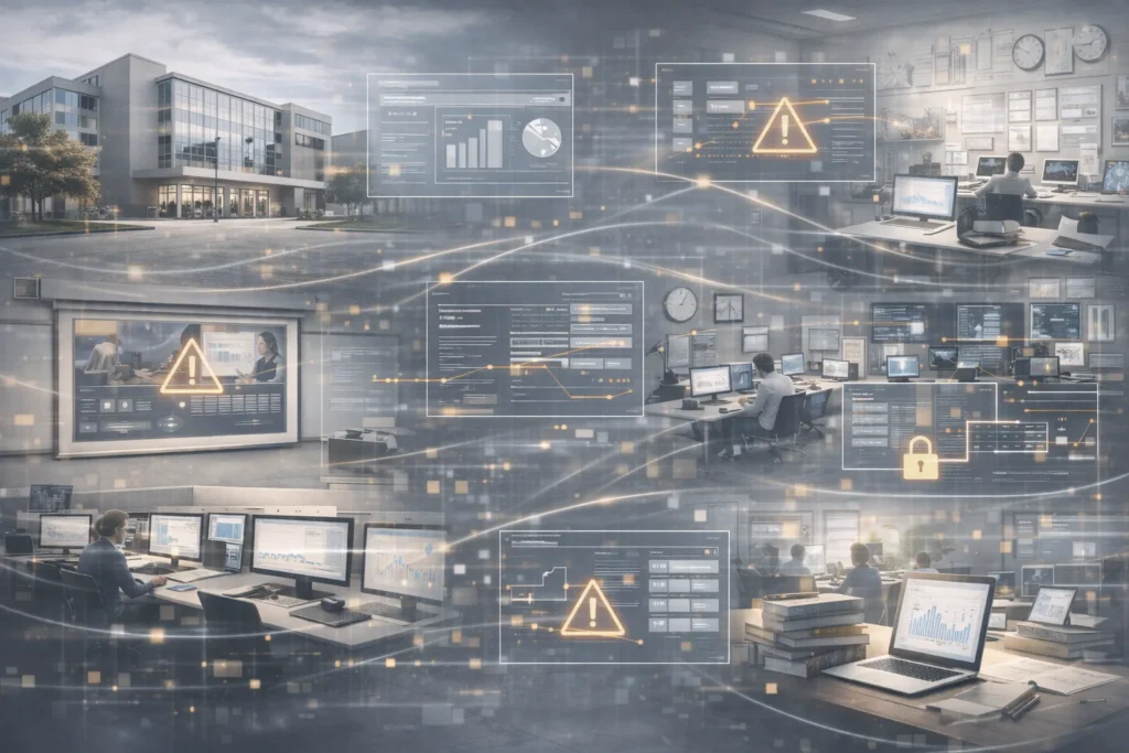 Digital challenges in Education including legacy systems, disconnected learning platforms, data silos, and operational inefficiencies – Elite eXceed